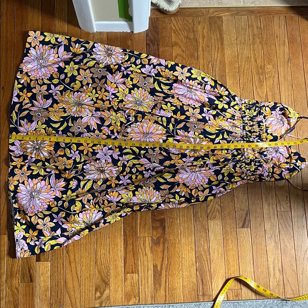 J Crew V-neck smocked-waist cotton poplin dress in dusk floral - Picture 8 of 8